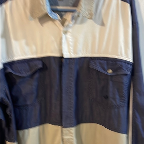 Roper Men's Color-Block Button Down Shirt - Navy, Cream, Khaki - Picture 3 of 10